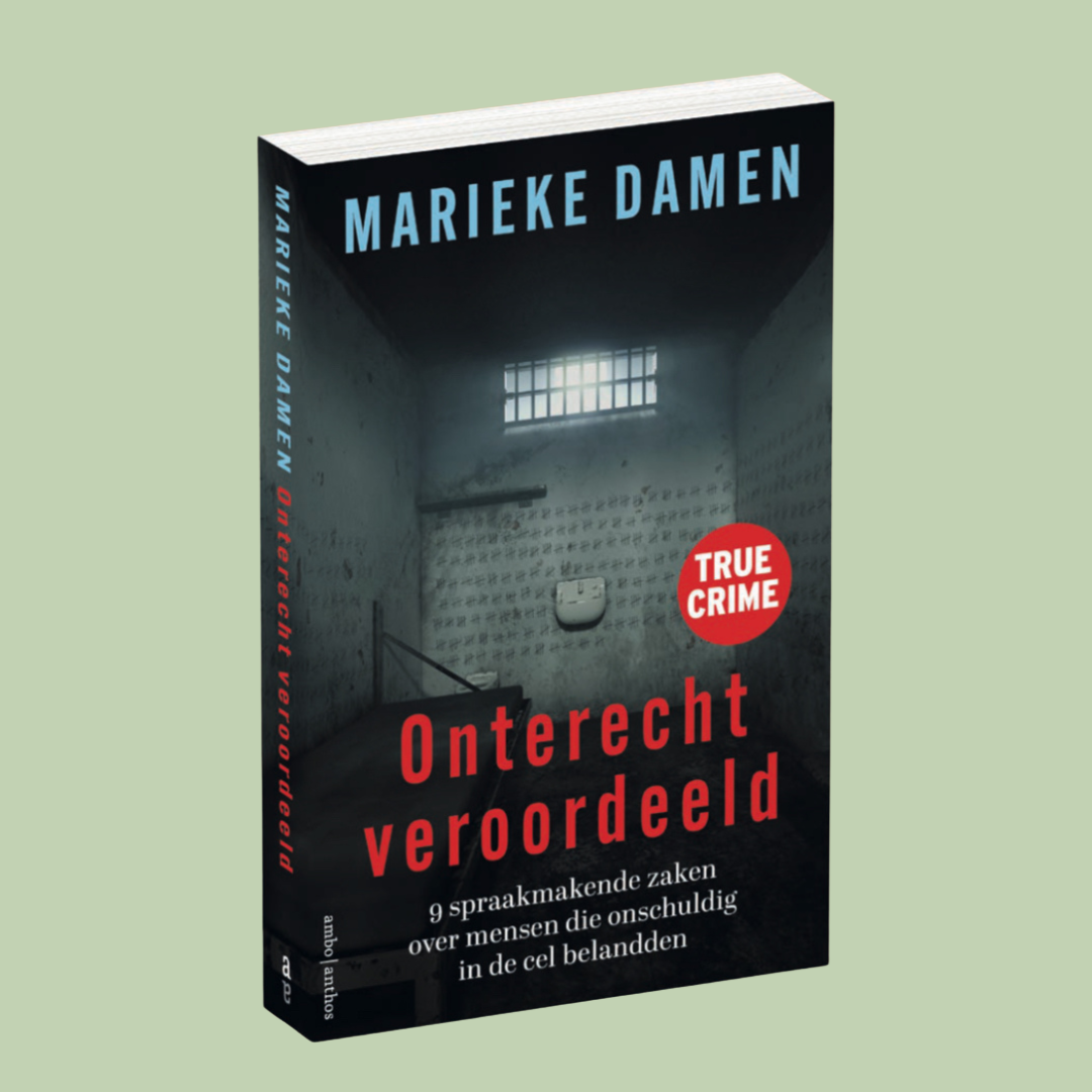 Onterecht veroordeeld - Marieke Damen - true crime boek op groene achtergrond