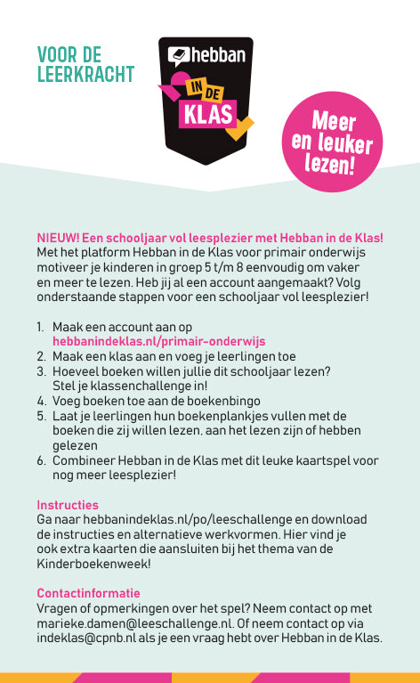 Boekenwurm Leeschallenge Hebban in de Klas Primair Onderwijs