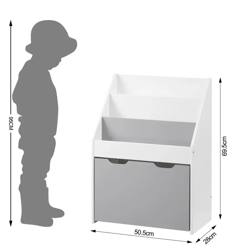 BukkitBow - Boekenkast voor Kinderen Displaykast voor Kleuterschool met 3 Planken en Opbergruimte