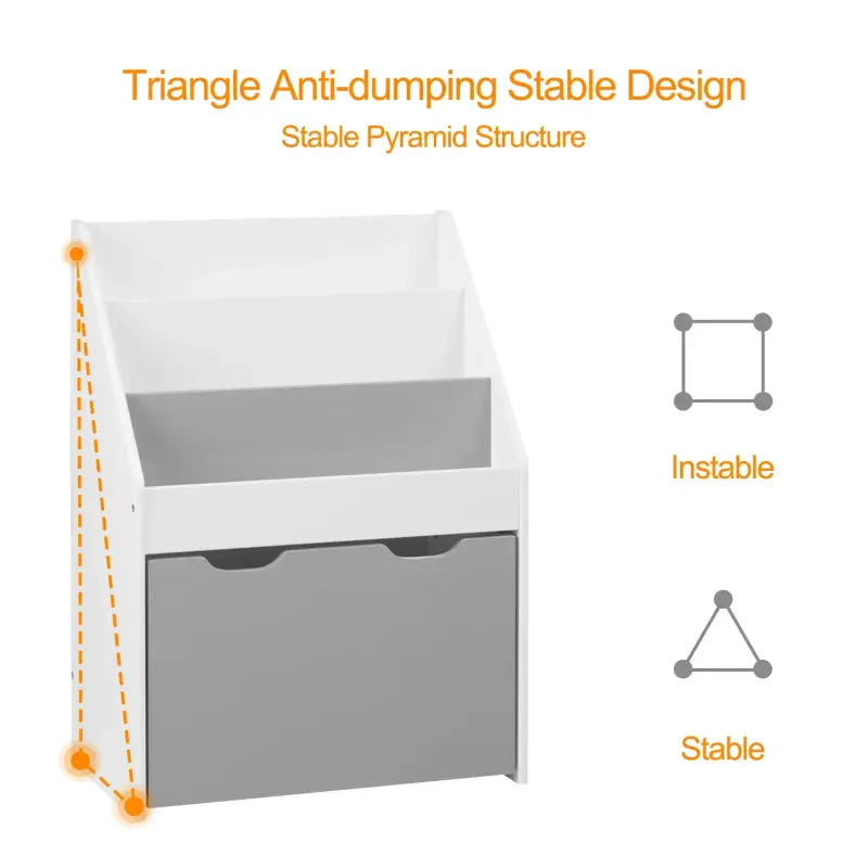 BukkitBow - Boekenkast voor Kinderen Displaykast voor Kleuterschool met 3 Planken en Opbergruimte