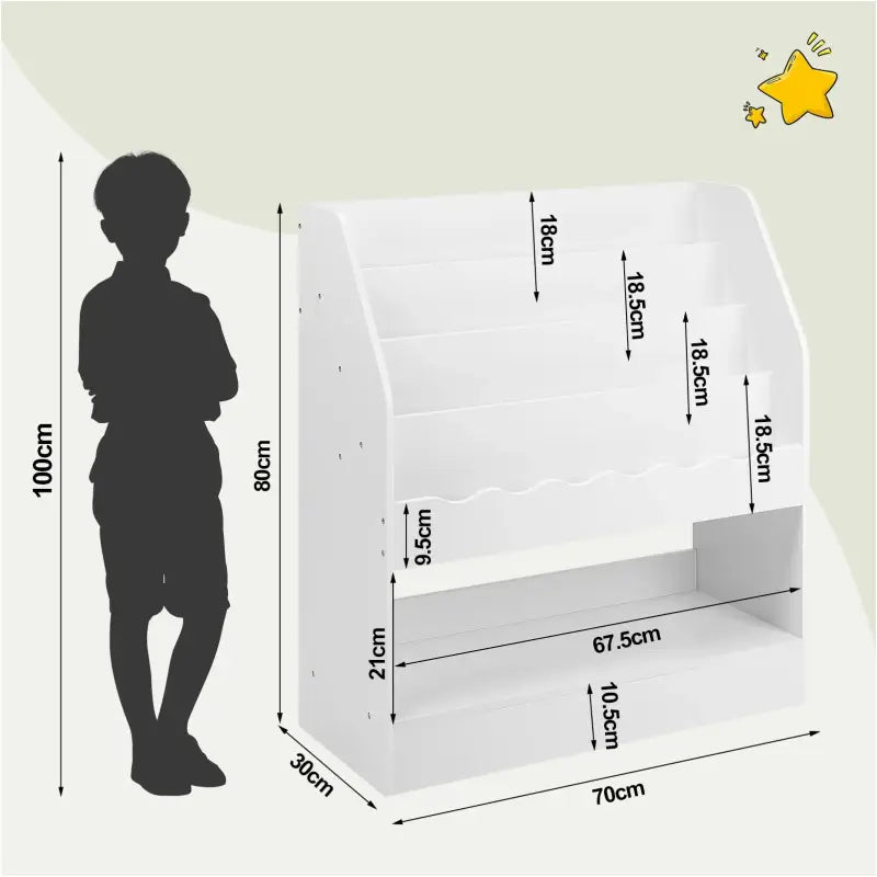 BukkitBow - Boekenkast voor Kinderen - Boekenkast met 5 Compartimenten - Speelgoedkast kind - Opbergkast voor Speelkamer - (70x80x30CM)