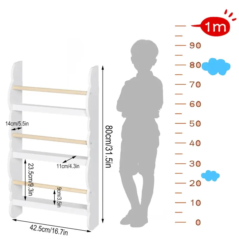BukkitBow - Boekenkast voor Kinderen - Speelgoedkast/Boekenrek Kind – Houten Kast met Boekenplanken - Geschikt voor Kinderkamer