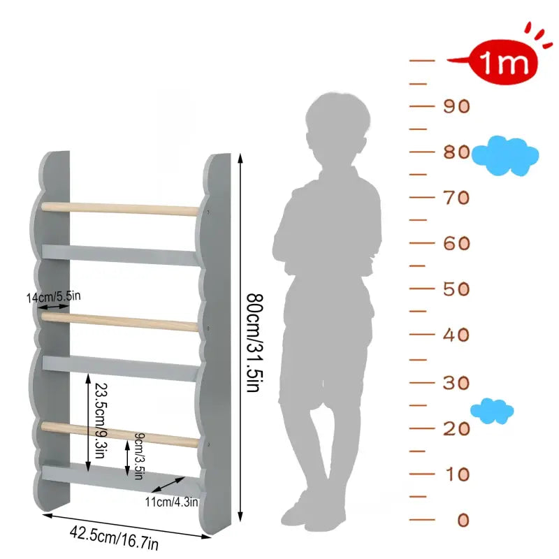 BukkitBow - Boekenkast voor Kinderen - Speelgoedkast/Boekenrek Kind – Houten Kast met Boekenplanken - Geschikt voor Kinderkamer